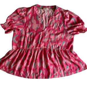 Umgee Pink Leopard  Plus Top 1X